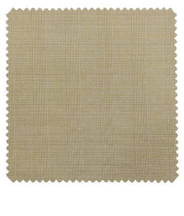 Raymond Beige Polyester Viscose Self Checks Unstitched Suiting Fabric - 3.75 Meter