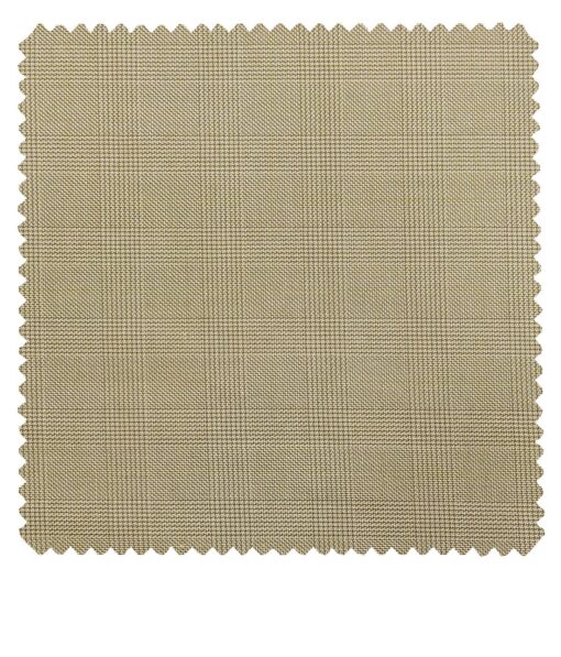 Raymond Beige Polyester Viscose Self Checks Unstitched Suiting Fabric - 3.75 Meter