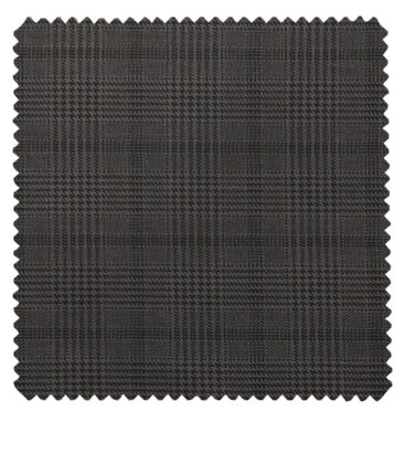 Raymond Dark Grey Polyester Viscose Self Black Structured Cum Checks Unstitched Suiting Fabric - 3.75 Meter