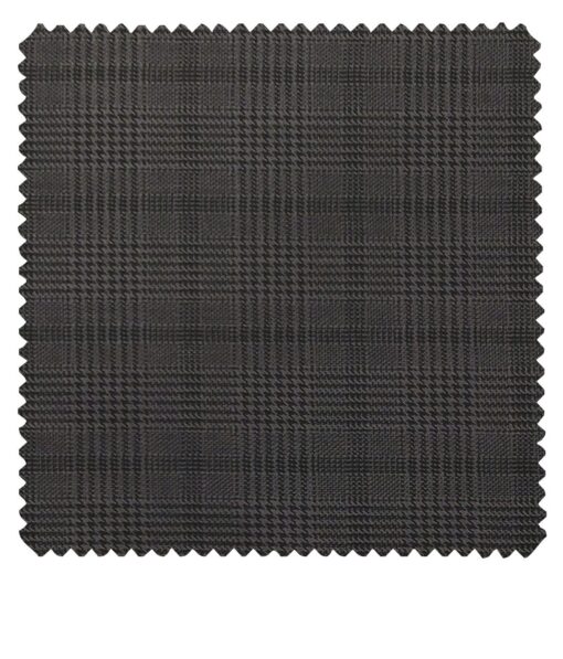 Raymond Dark Grey Polyester Viscose Self Black Structured Cum Checks Unstitched Suiting Fabric - 3.75 Meter