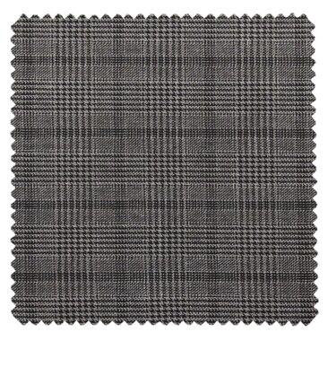 Raymond Grey Polyester Viscose Self Black Structured Cum Checks Unstitched Suiting Fabric - 3.75 Meter