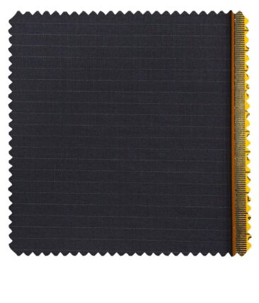 Raymond Dark Navy Blue Polyester Viscose Self Striped Unstitched Suiting Fabric - 3.75 Meter