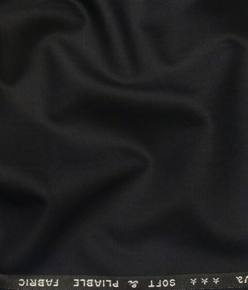 Raymond Black Polyester Viscose Self Checks Unstitched Suiting Fabric - 3.75 Meter