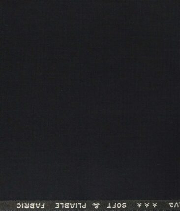 Raymond Black Polyester Viscose Self Checks Unstitched Suiting Fabric - 3.75 Meter