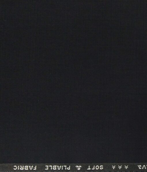 Raymond Black Polyester Viscose Self Checks Unstitched Suiting Fabric - 3.75 Meter