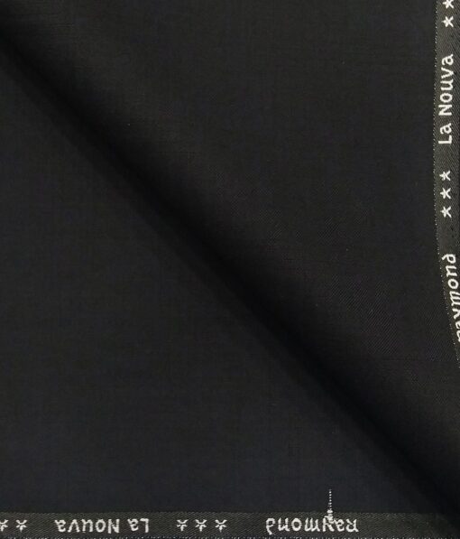 Raymond Black Polyester Viscose Self Checks Unstitched Suiting Fabric - 3.75 Meter