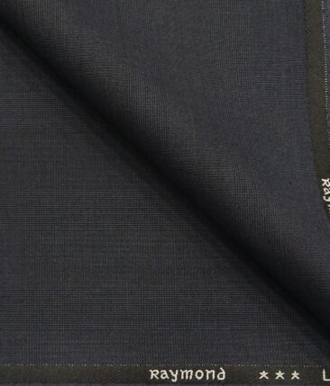 Raymond Dark Anchor Grey Polyester Viscose Self Checks Unstitched Suiting Fabric - 3.75 Meter
