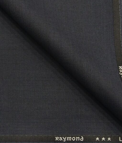 Raymond Dark Anchor Grey Polyester Viscose Self Checks Unstitched Suiting Fabric - 3.75 Meter
