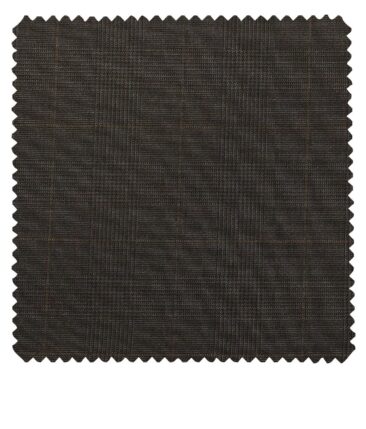 Raymond Techno Stretch Dark Brown Polyester Viscose Self Checks Unstitched Stretchable Suiting Fabric - 3.75 Meter