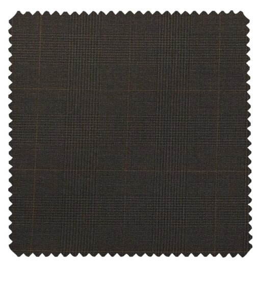 Raymond Techno Stretch Dark Brown Polyester Viscose Self Checks Unstitched Stretchable Suiting Fabric - 3.75 Meter