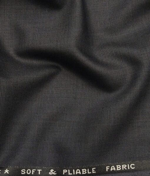 Raymond Dark Shadow Grey Polyester Viscose Self Checks Unstitched Suiting Fabric - 3.75 Meter