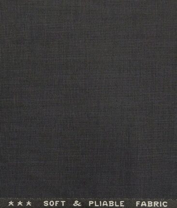 Raymond Dark Shadow Grey Polyester Viscose Self Checks Unstitched Suiting Fabric - 3.75 Meter
