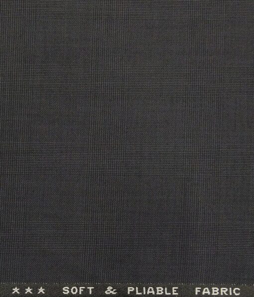 Raymond Dark Shadow Grey Polyester Viscose Self Checks Unstitched Suiting Fabric - 3.75 Meter
