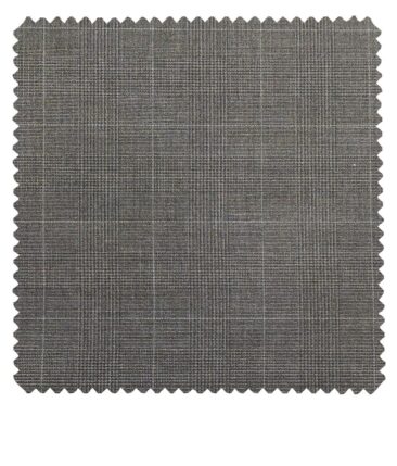 Raymond Techni Stretch Medium Grey Polyester Viscose Self Checks Unstitched Stretchable Suiting Fabric - 3.75 Meter