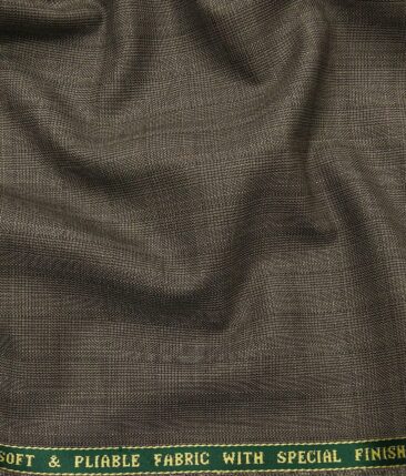 Raymond Brown Polyester Viscose Self Checks Unstitched Suiting Fabric - 3.75 Meter