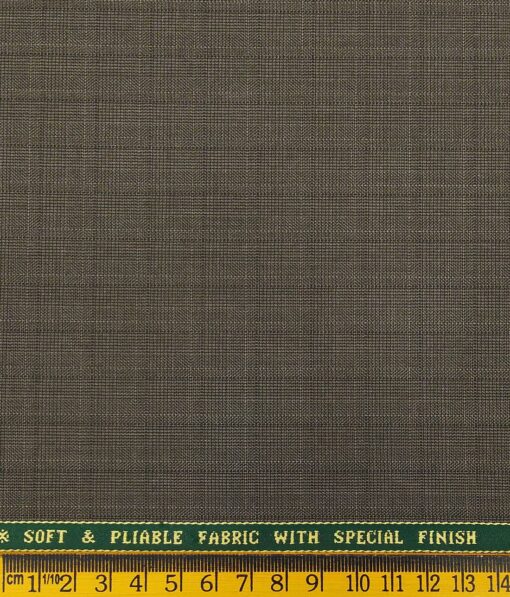 Raymond Brown Polyester Viscose Self Checks Unstitched Suiting Fabric - 3.75 Meter