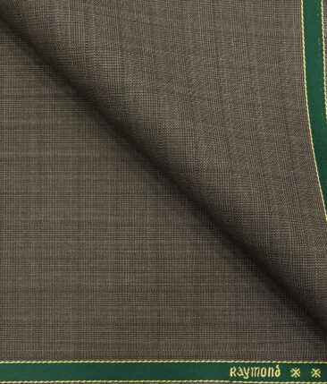 Raymond Brown Polyester Viscose Self Checks Unstitched Suiting Fabric - 3.75 Meter