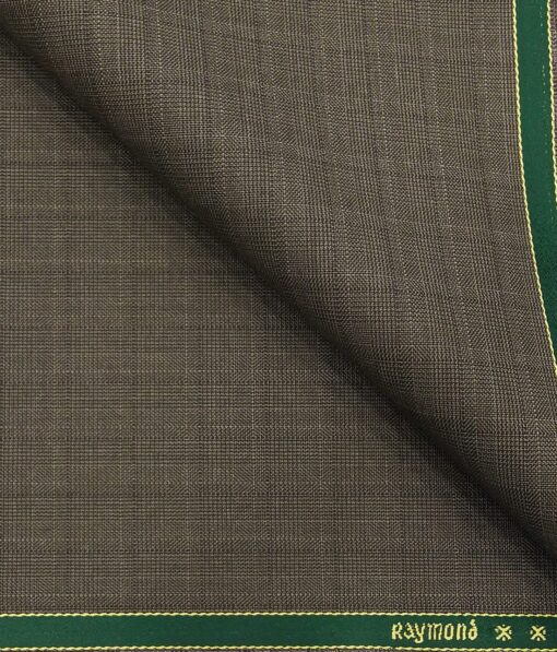 Raymond Brown Polyester Viscose Self Checks Unstitched Suiting Fabric - 3.75 Meter