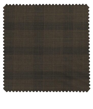 Raymond Carob Brown Polyester Viscose Self Broad Checks Unstitched Suiting Fabric - 3.75 Meter