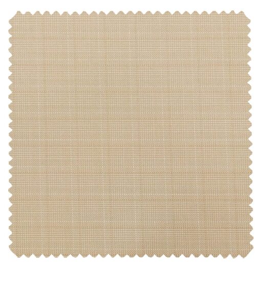Raymond Cream Polyester Viscose Self Checks Unstitched Suiting Fabric - 3.75 Meter