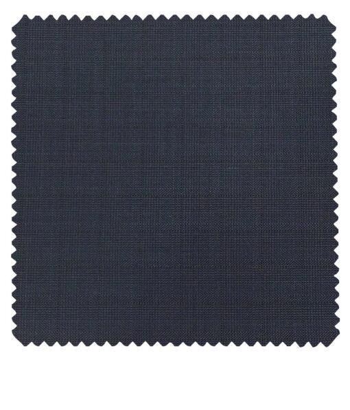 Raymond Dark Aegean Blue Polyester Viscose Self Checks Unstitched Suiting Fabric - 3.75 Meter