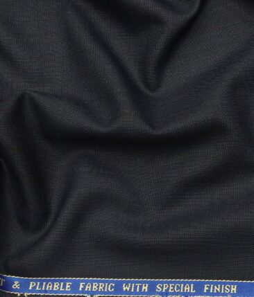 Raymond Dark Blue Polyester Viscose Self Checks Unstitched Suiting Fabric - 3.75 Meter