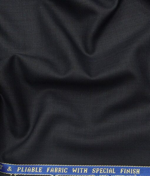 Raymond Dark Blue Polyester Viscose Self Checks Unstitched Suiting Fabric - 3.75 Meter