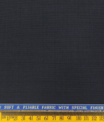Raymond Dark Blue Polyester Viscose Self Checks Unstitched Suiting Fabric - 3.75 Meter