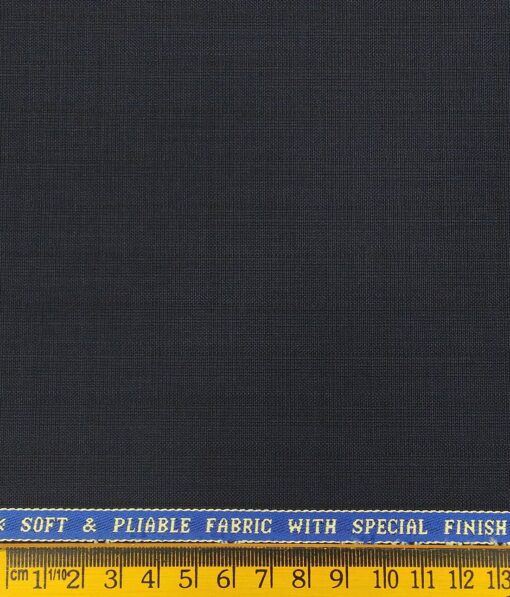 Raymond Dark Blue Polyester Viscose Self Checks Unstitched Suiting Fabric - 3.75 Meter
