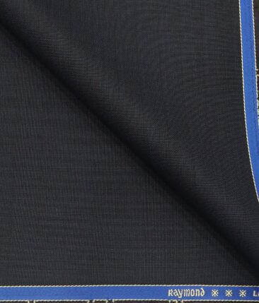 Raymond Dark Blue Polyester Viscose Self Checks Unstitched Suiting Fabric - 3.75 Meter