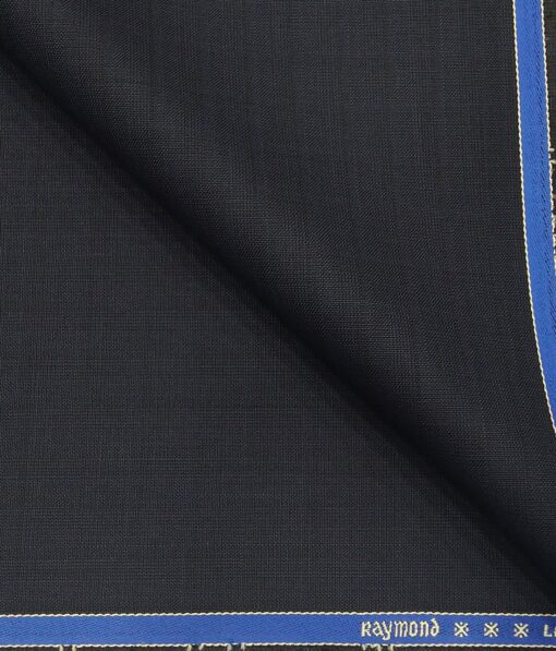 Raymond Dark Blue Polyester Viscose Self Checks Unstitched Suiting Fabric - 3.75 Meter