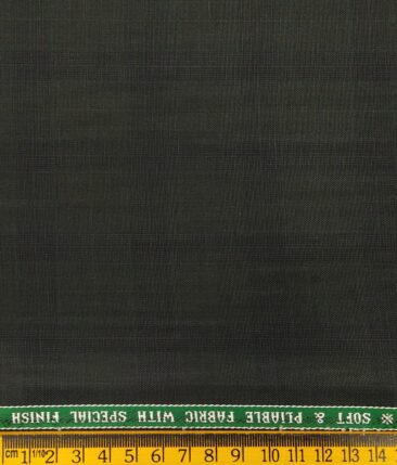 Raymond Dark Grey Polyester Viscose Black Self Checks Unstitched Suiting Fabric - 3.75 Meter
