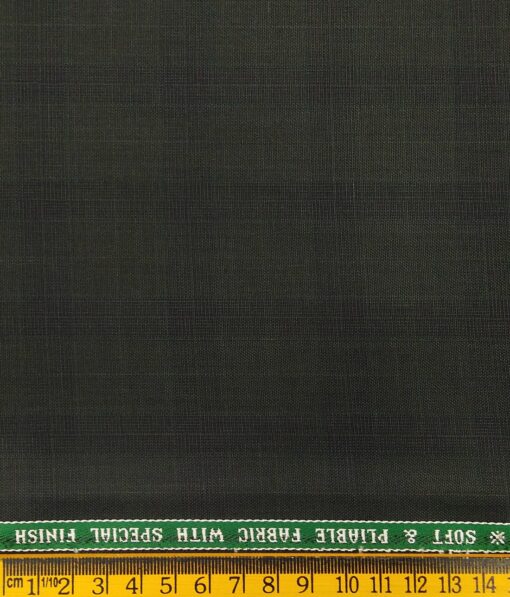 Raymond Dark Grey Polyester Viscose Black Self Checks Unstitched Suiting Fabric - 3.75 Meter