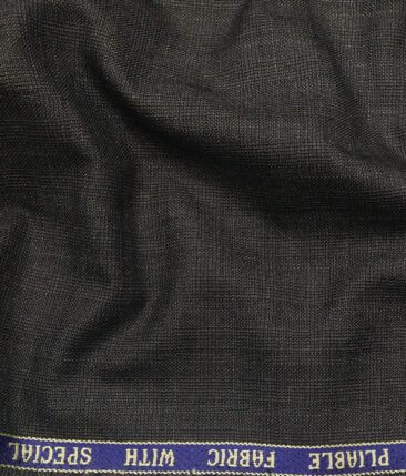 Raymond Dark Grey Polyester Viscose Self Checks Unstitched Suiting Fabric - 3.75 Meter