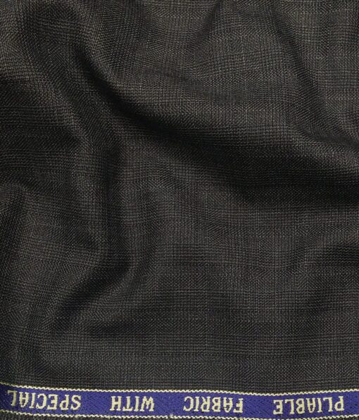 Raymond Dark Grey Polyester Viscose Self Checks Unstitched Suiting Fabric - 3.75 Meter