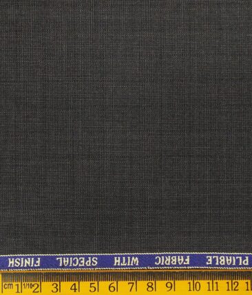 Raymond Dark Grey Polyester Viscose Self Checks Unstitched Suiting Fabric - 3.75 Meter