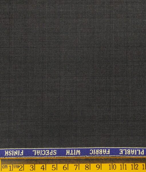 Raymond Dark Grey Polyester Viscose Self Checks Unstitched Suiting Fabric - 3.75 Meter