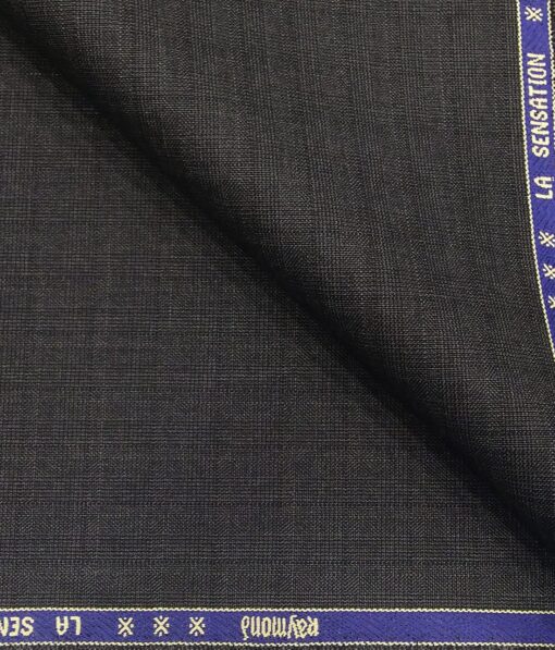 Raymond Dark Grey Polyester Viscose Self Checks Unstitched Suiting Fabric - 3.75 Meter