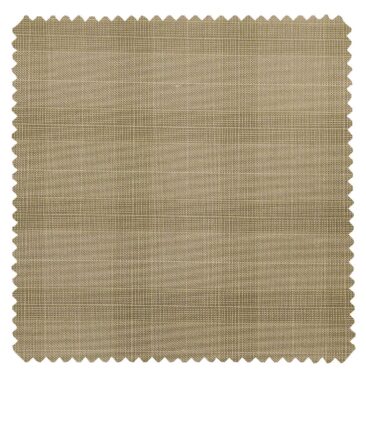 Raymond Oat Beige Polyester Viscose Self Broad Checks Unstitched Suiting Fabric - 3.75 Meter