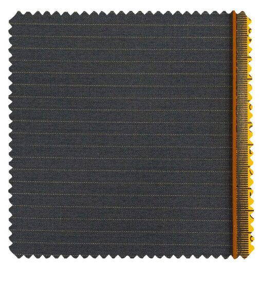Raymond Pebble Grey Polyester Viscose Beige Pin Stripes Unstitched Suiting Fabric - 3.75 Meter