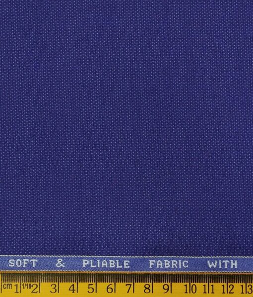 Raymond Royal Blue Polyester Viscose Structured Unstitched Suiting Fabric - 3.75 Meter