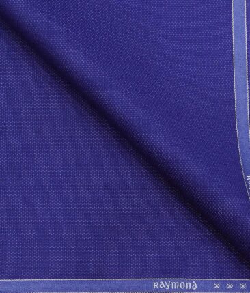 Raymond Royal Blue Polyester Viscose Structured Unstitched Suiting Fabric - 3.75 Meter