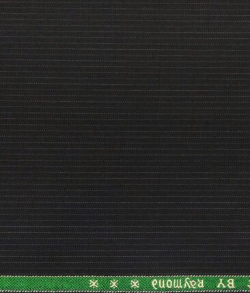 Raymond Blueish Black Polyester Viscose Pin Stripes Unstitched Suiting Fabric - 3.75 Meter