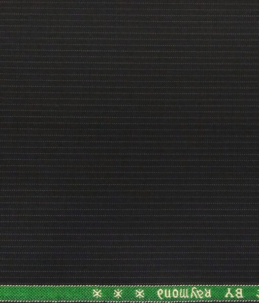 Raymond Blueish Black Polyester Viscose Pin Stripes Unstitched Suiting Fabric - 3.75 Meter