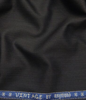 Raymond Blueish Black Polyester Viscose Self Structured Unstitched Suiting Fabric - 3.75 Meter