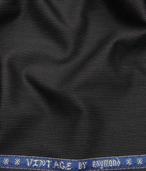 Raymond Blueish Black Polyester Viscose Self Structured Unstitched Suiting Fabric - 3.75 Meter