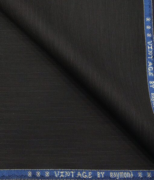 Raymond Blueish Black Polyester Viscose Self Structured Unstitched Suiting Fabric - 3.75 Meter