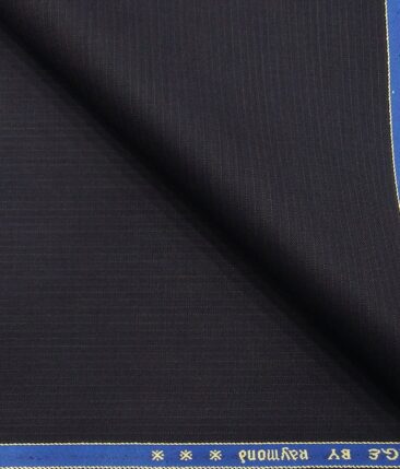 Raymond Dark Blue Polyester Viscose Self Stripes Unstitched Suiting Fabric - 3.75 Meter