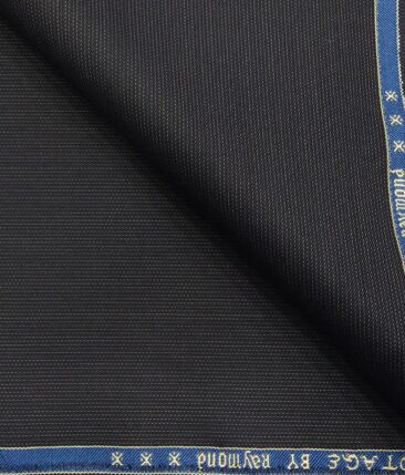Raymond Dark Blue Polyester Viscose Self Structured Unstitched Suiting Fabric - 3.75 Meter