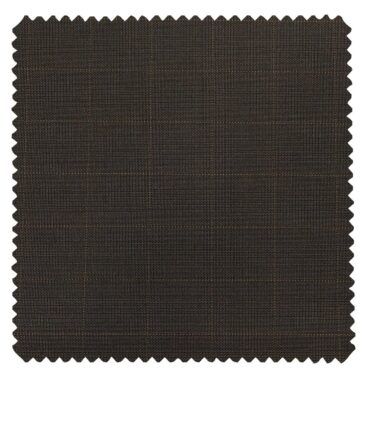 Raymond Dark Brown Polyester Viscose Self Checks Unstitched Suiting Fabric - 3.75 Meter